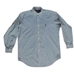 Ralph Lauren LS Blue Tag Button Up Blue Pinstripe 15 ½ 32/33